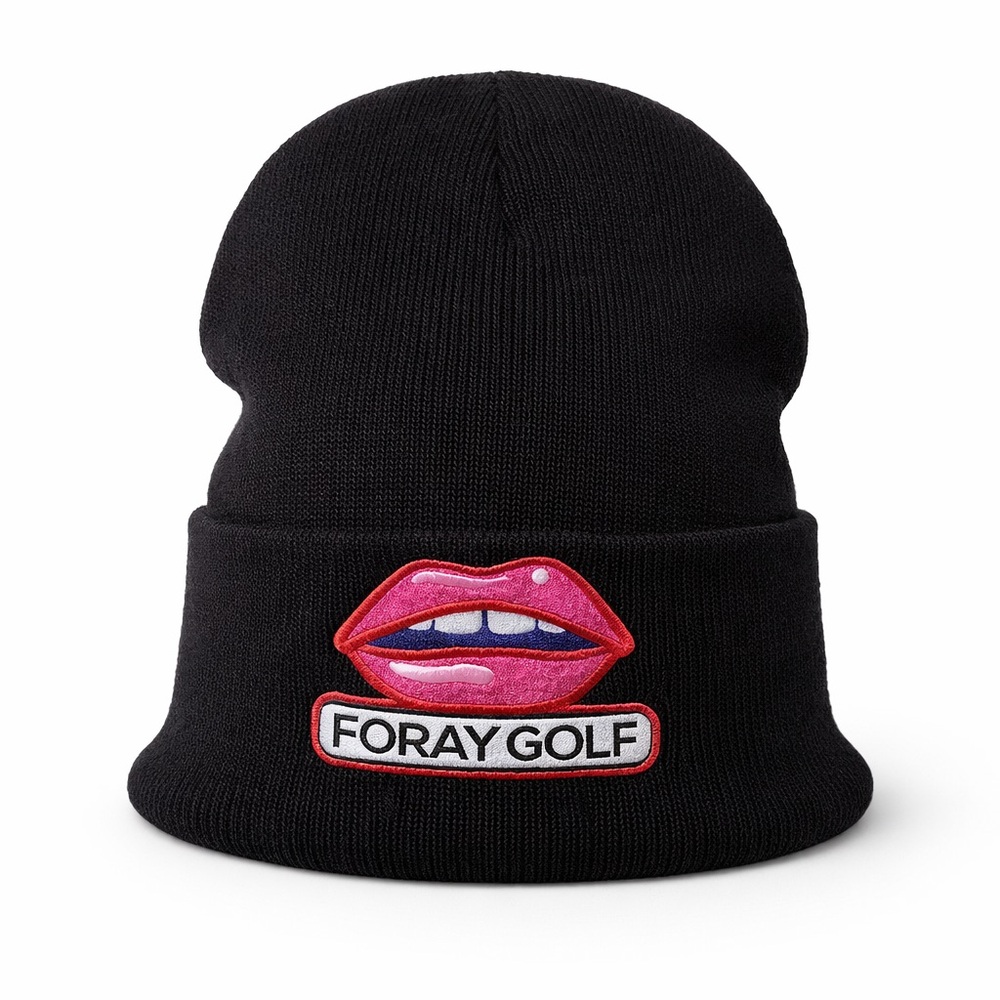 FORAY GOLF Black Embroidered Logo Knit Bucket Hat | Street Golf Style